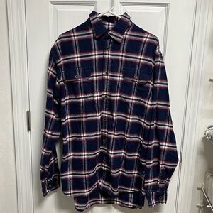 Jachs flannel plaid button down shirt size large tall,